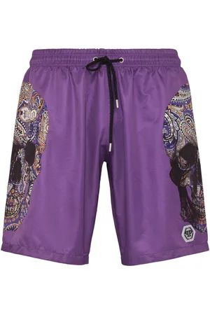 Philipp Plein Skull-print drawstring swim shorts