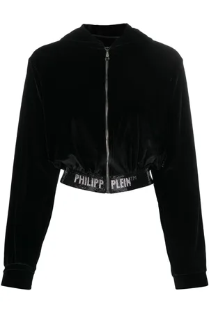 Philipp Plein Logo-embellishment velour hoodie
