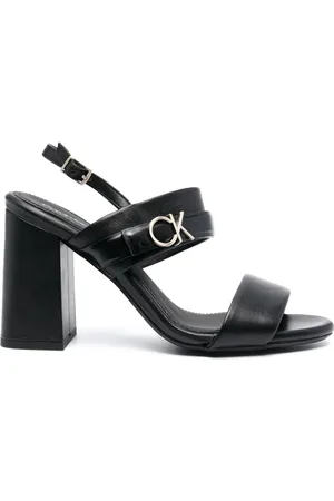 Calvin Klein 100mm logo-plaque leather sandals