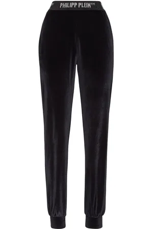 Philipp Plein Logo-waistband velvet track pants