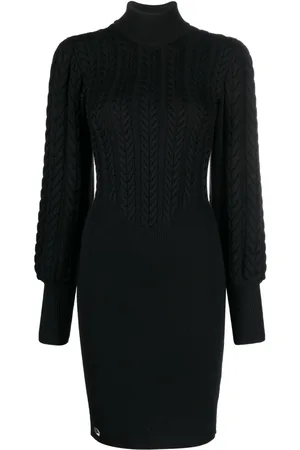 Philipp Plein Cable-knit high-neck dress