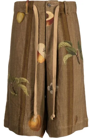 UMA WANG Fruit-print linen shorts
