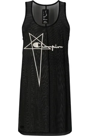 Rick Owens Logo-embroidered sheer sleeveless dress