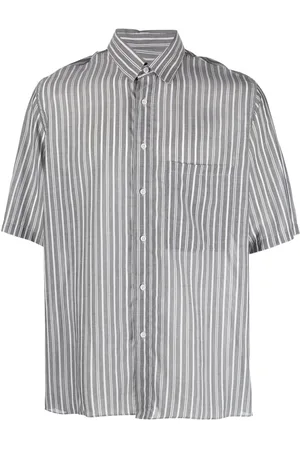 LOW BRAND Striped short-sleeve lyocell shirt