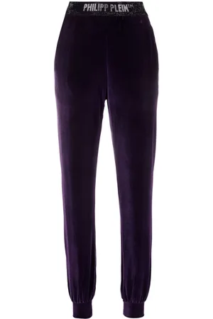 Philipp Plein Logo-waistband velvet track pants