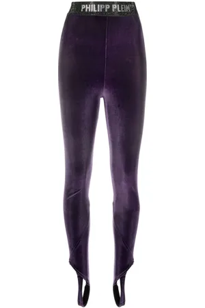 Philipp Plein Logo-underband velvet leggings