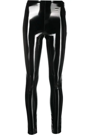 Alchemy Mid-rise patent-finish trousers