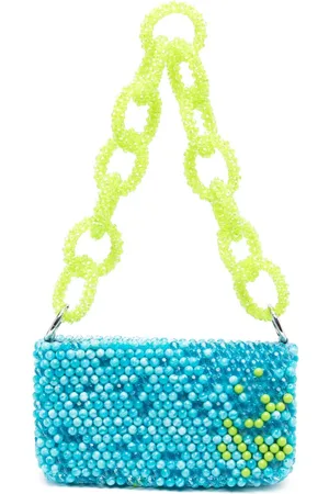GERMANIER Two-tone bead-embellished shoulder bag