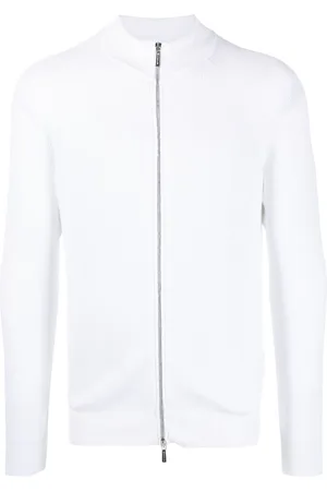 MOORER Zip-up ribbed sweatshirt