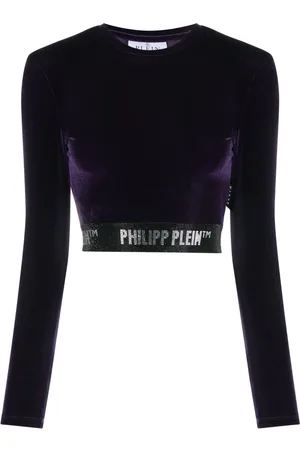 Philipp Plein Long-underband velvet crop top