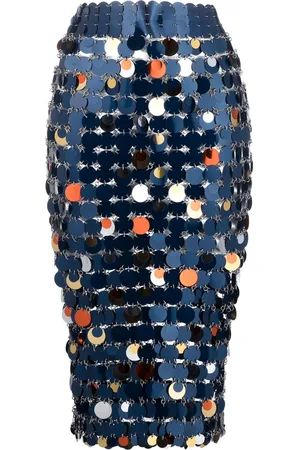 Paco rabanne Paillette-chainmail pencil midi skirt