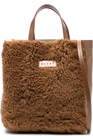Marni Logo-patch shearling tote bag