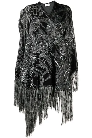 Philipp Plein Paisley-jacquard wool cape