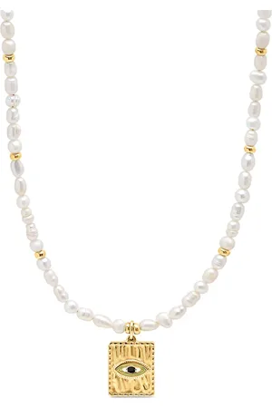 Nialaya Evil-eye pearl necklace