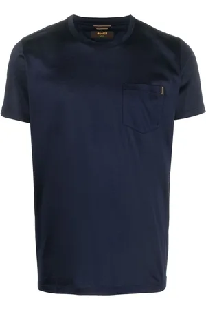 MOORER Satin crew-neck cotton T-shirt