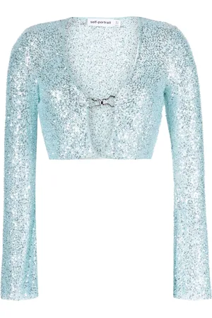 Self-Portrait Beaded open-front cropped cardigan