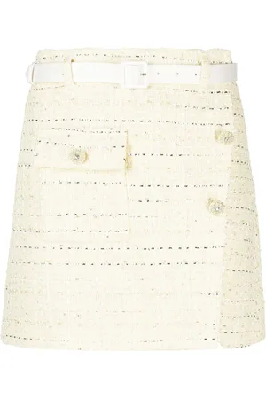 Self-Portrait Belted bouclé miniskirt