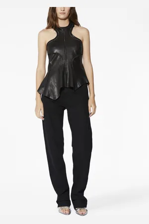 RTA Asymmetric halterneck leather top