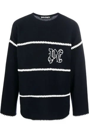 Palm Angels Embroidered-monogram striped jumper