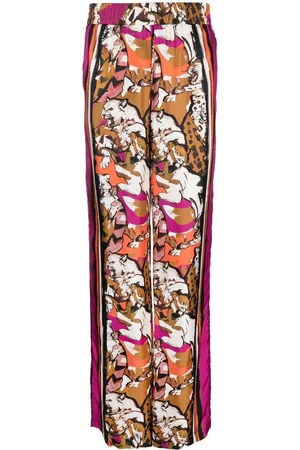 Roberto Cavalli Abstract-print silk palazzo pants