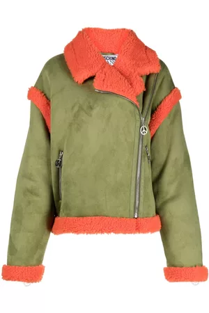 Moschino Ženy Fleecové - Contrasting-fleece suede jacket