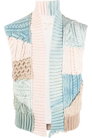 GREG LAUREN Knit patch-work open vest
