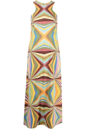 La DoubleJ Racer geometric-print maxi dress