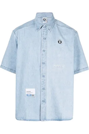 A Bathing Ape Chambray logo-appliqué shirt