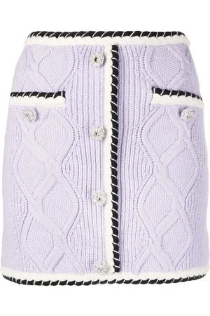 Self-Portrait Contrasting-trim cable-knit miniskirt