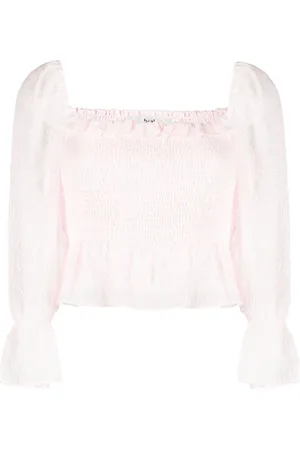B+AB Floral-print textured blouse