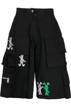 Natasha Zinko Logo-embroidered cotton cargo shorts