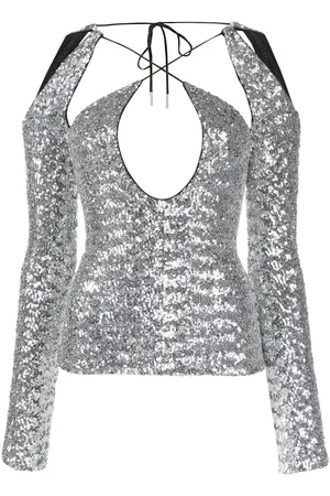 The Attico Zane sequinned cut-out top