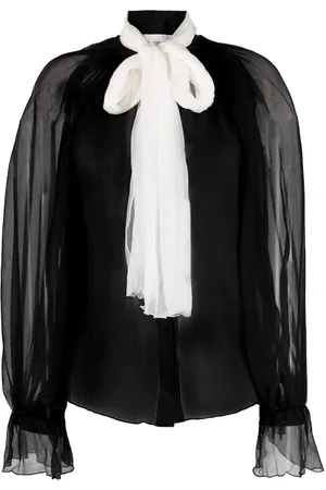 Atu Body Couture Sheer silk pussy-bow blouse