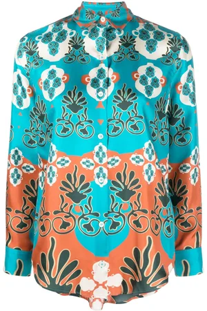 Paula Patterned-jacquard silk shirt