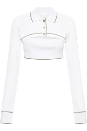 DION LEE Polo-collar cotton crop top