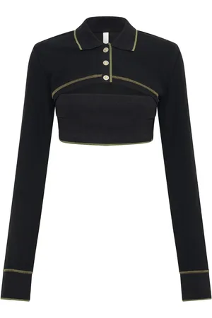 DION LEE Polo-collar cotton crop top