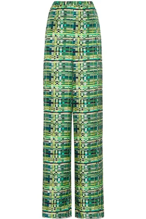 Salvatore Ferragamo Check-print silk palazzo trousers