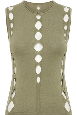 DION LEE Snake Diamond ribbed top
