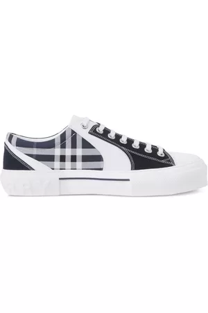 Burberry Muži Tenisky - Check, Cotton and Leather Sneakers
