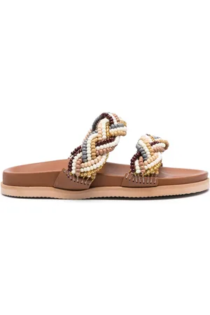 De Siena shoes Bead-embellished leather slides