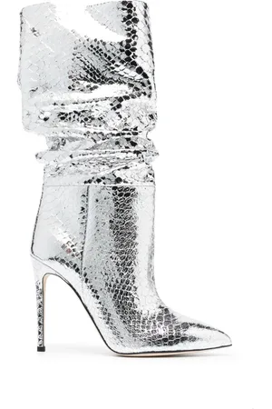 PARIS TEXAS 105mm snakeskin-effect metallic boots