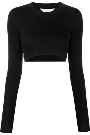 Palm Angels Fine-ribbed cropped long-sleeve top