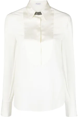 Brunello Cucinelli Monili-embellishment silk top