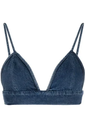 AGOLDE Triangle-cup denim crop top