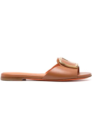 santoni Buckle leather slides