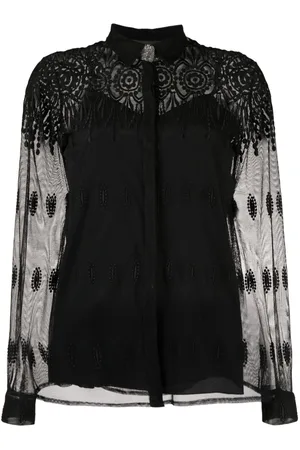 Fabiana Filippi Lace-detail semi-sheer shirt