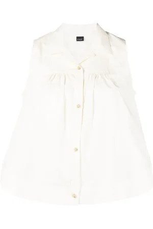 FAY Pleated sleeveless cotton shirt