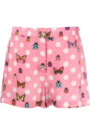 VERSACE Butterflies-print silk-blend shorts