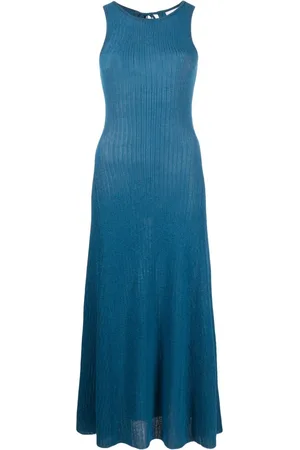 Ganni Metallic ribbed midi dress