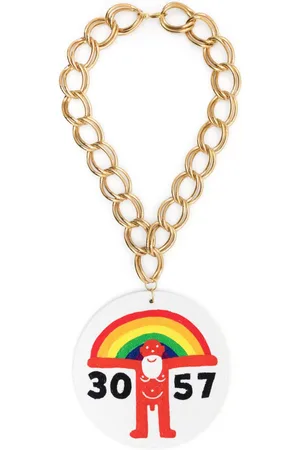 WALTER VAN BEIRENDONCK Oversized logo-plaque chain necklace